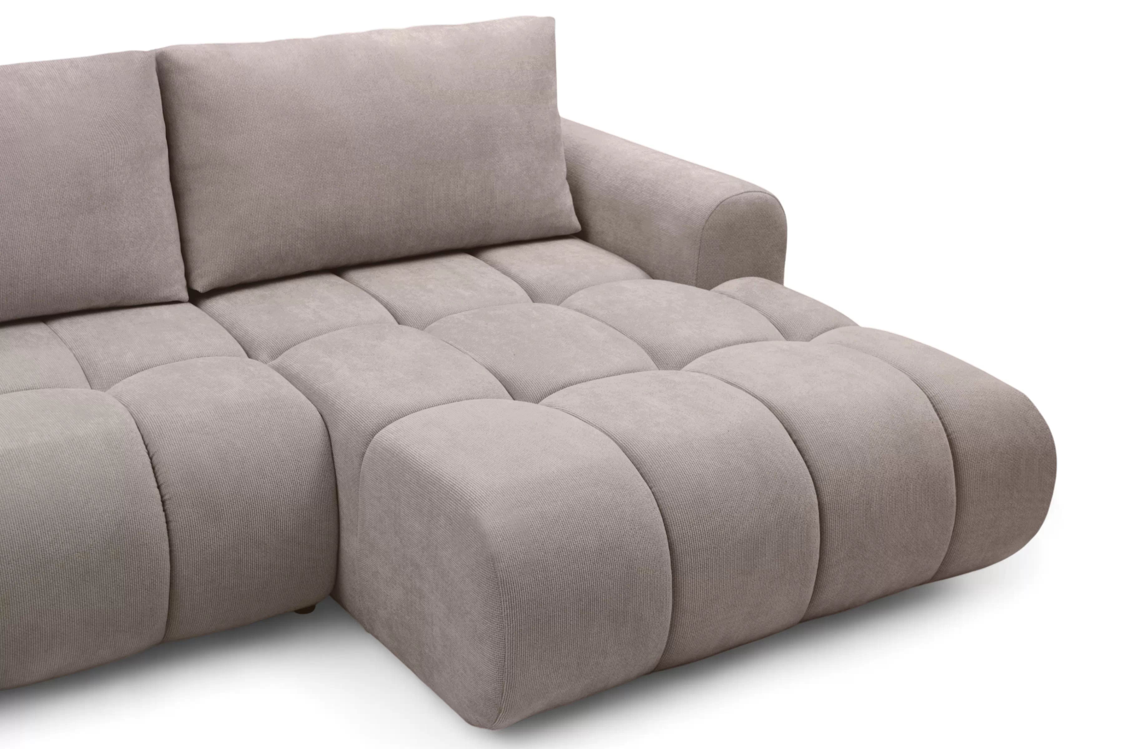 Rohová rozkládací pohovka Lutario L II pravá s funkcí spánku - tmavě béžová hydrofobní tkanina Venice 2031 Rohová sedací souprava Lutario L II rozkládací pravá - ciemnobezowa plecionka hydrofobowa Venice 2031