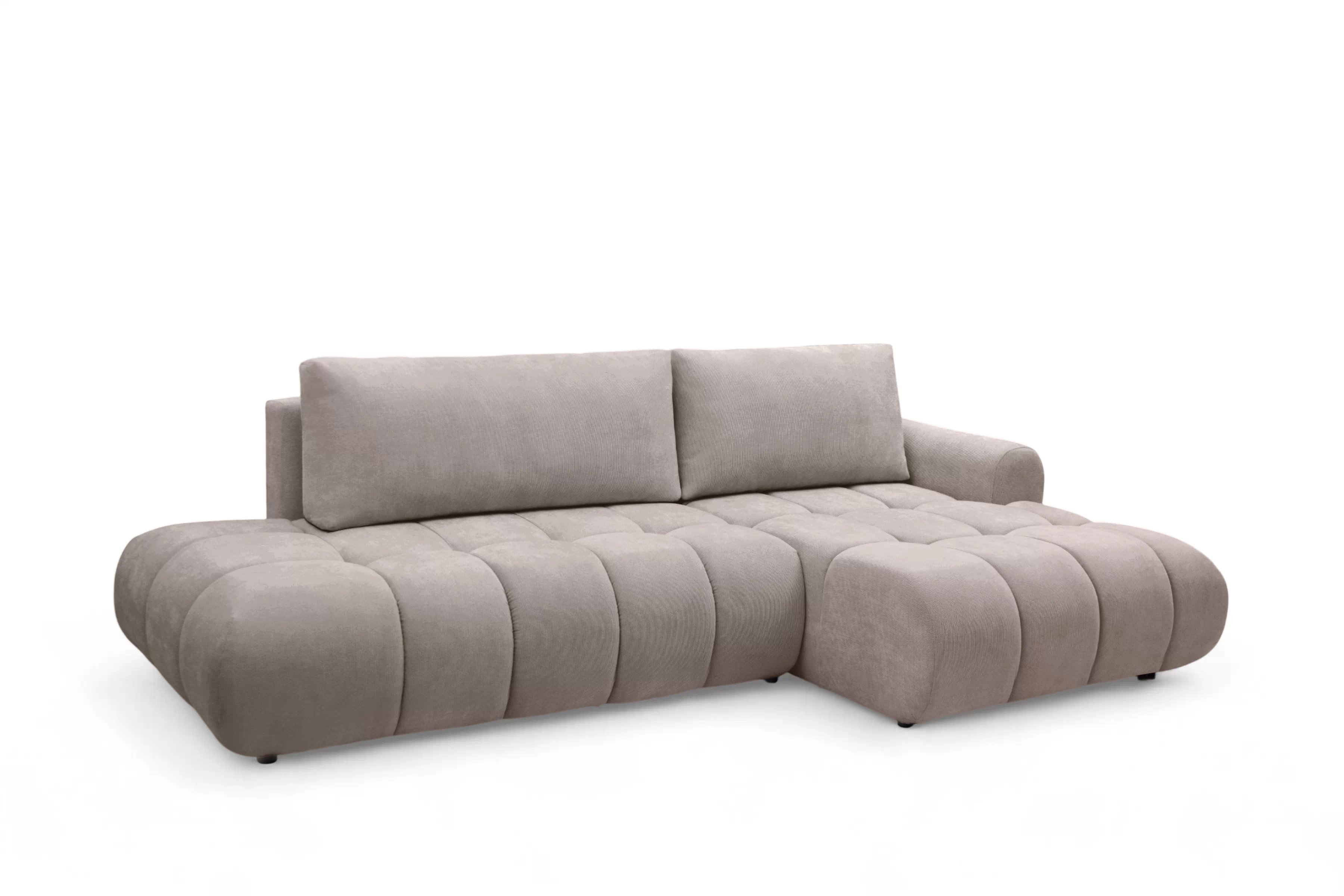 Rohová rozkládací pohovka Lutario L II pravá s funkcí spánku - tmavě béžová hydrofobní tkanina Venice 2031 Rohová sedací souprava Lutario L II rozkládací pravá - ciemnobezowa plecionka hydrofobowa Venice 2031