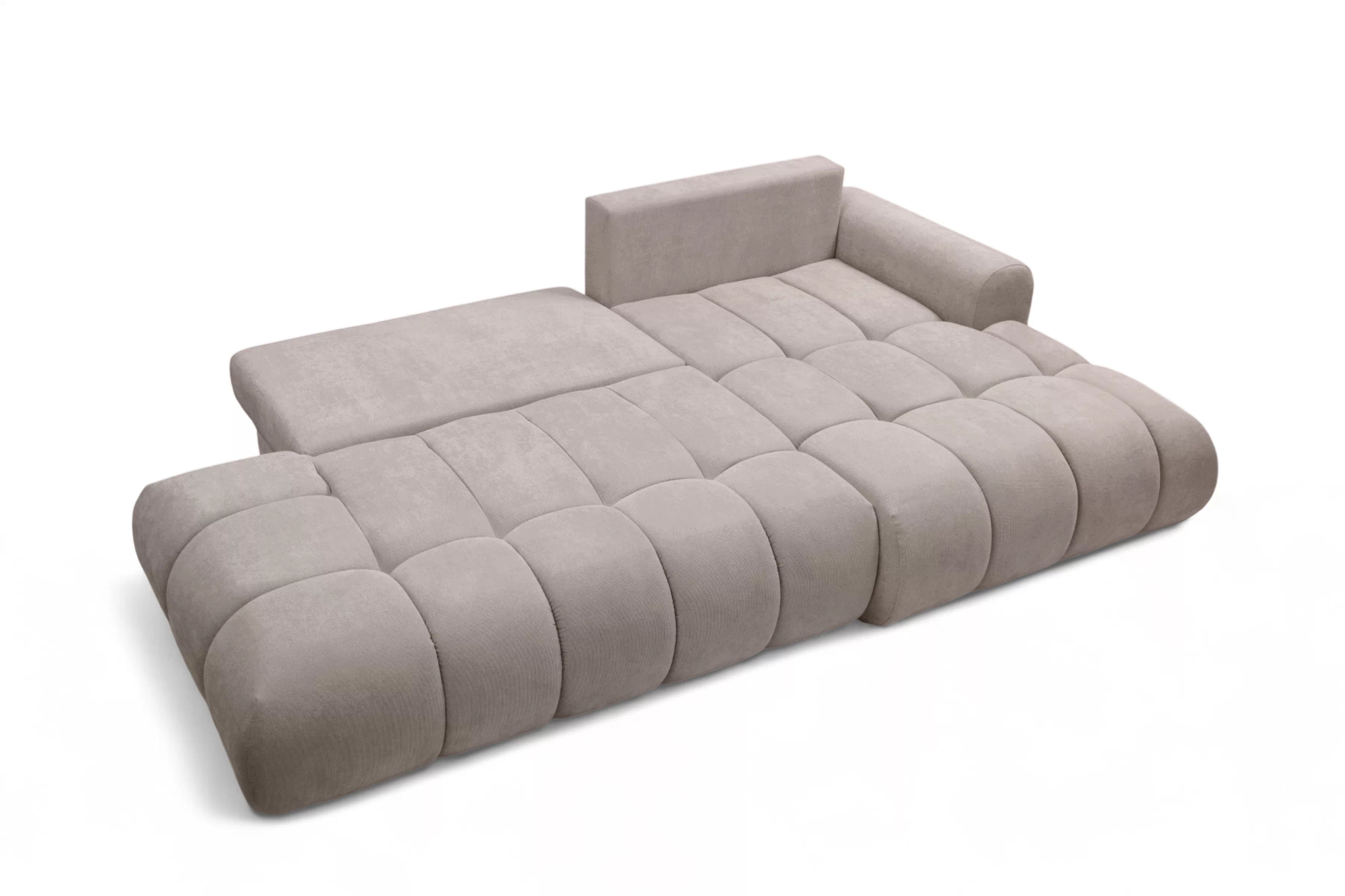 Rohová rozkládací pohovka Lutario L II pravá s funkcí spánku - tmavě béžová hydrofobní tkanina Venice 2031 Rohová sedací souprava Lutario L II rozkládací pravá - ciemnobezowa plecionka hydrofobowa Venice 2031