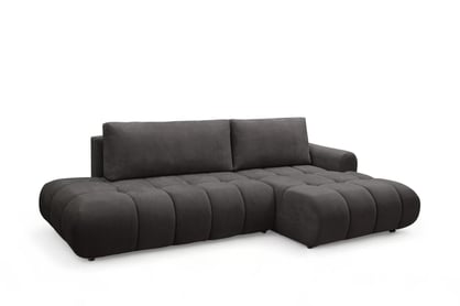 Rohová sedacia súprava Lutario L II s funkciou spania pravá - tmavosivá hydrofóbna pletenina Venice 2021