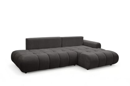 Rozkladacia rohová sedačka Lutario L II pravá - tmavosivá hydrofóbna pletenina Venice 2021 Rohová sedacia súprava Lutario L II s funkciou spánku pravá strana - ciemnoszara plecionka hydrofobowa Venice 2021