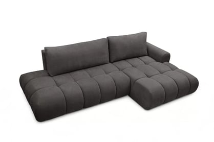 Rozkladacia rohová sedačka Lutario L II pravá - tmavosivá hydrofóbna pletenina Venice 2021 Rohová sedacia súprava Lutario L II s funkciou spánku pravá strana - ciemnoszara plecionka hydrofobowa Venice 2021