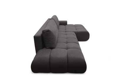 Rozkladacia rohová sedačka Lutario L II pravá - tmavosivá hydrofóbna pletenina Venice 2021 Rohová sedacia súprava Lutario L II s funkciou spánku pravá strana - ciemnoszara plecionka hydrofobowa Venice 2021