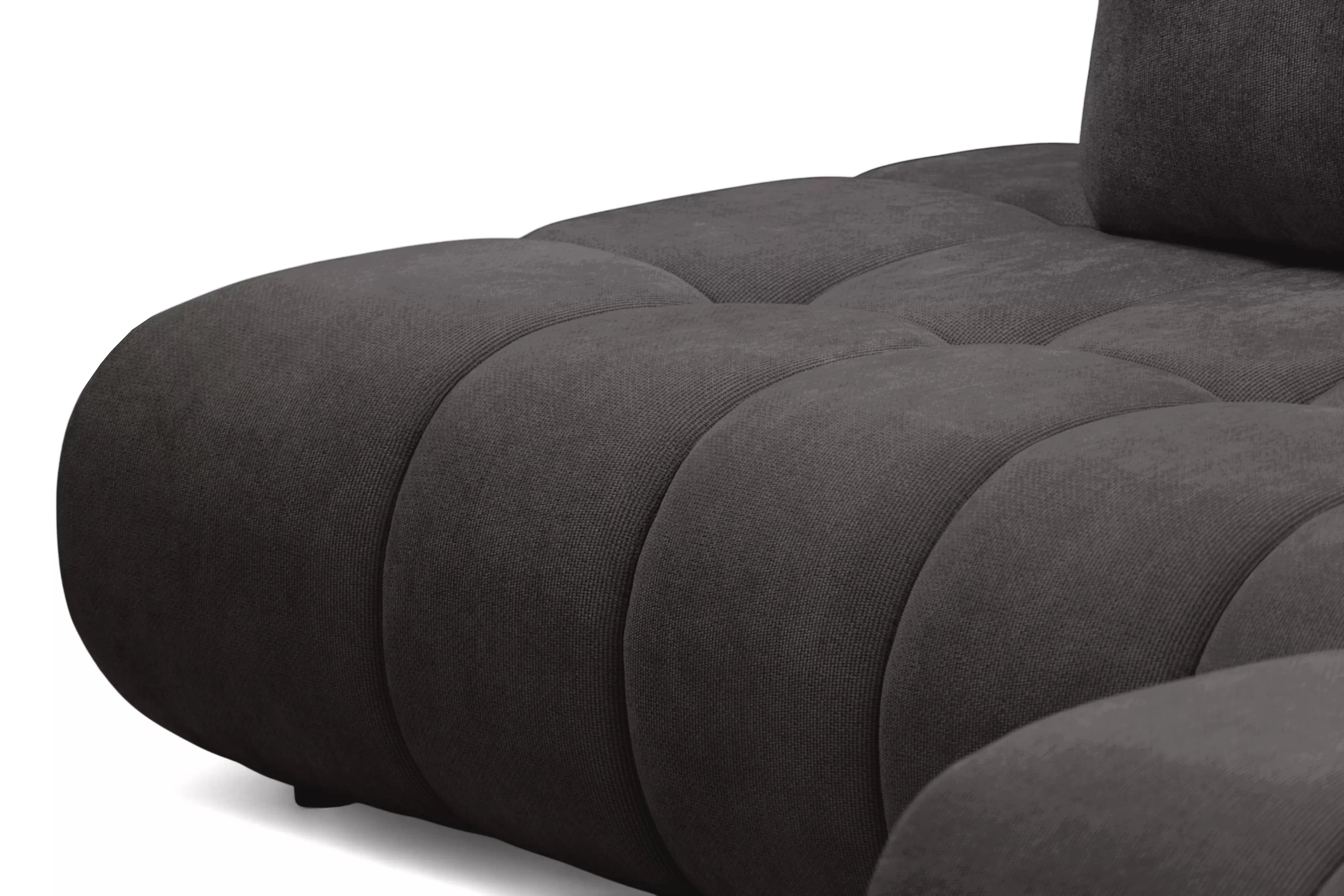 Rozkladacia rohová sedačka Lutario L II pravá - tmavosivá hydrofóbna pletenina Venice 2021 Rohová sedacia súprava Lutario L II s funkciou spánku pravá strana - ciemnoszara plecionka hydrofobowa Venice 2021