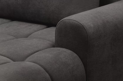 Rozkladacia rohová sedačka Lutario L II pravá - tmavosivá hydrofóbna pletenina Venice 2021 Rohová sedacia súprava Lutario L II s funkciou spánku pravá strana - ciemnoszara plecionka hydrofobowa Venice 2021