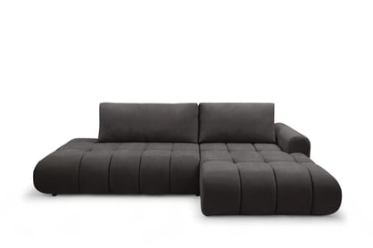 Rozkladacia rohová sedačka Lutario L II pravá - tmavosivá hydrofóbna pletenina Venice 2021 Rohová sedacia súprava Lutario L II s funkciou spánku pravá strana - ciemnoszara plecionka hydrofobowa Venice 2021