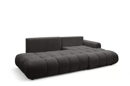 Rozkladacia rohová sedačka Lutario L II pravá - tmavosivá hydrofóbna pletenina Venice 2021 Rohová sedacia súprava Lutario L II s funkciou spánku pravá strana - ciemnoszara plecionka hydrofobowa Venice 2021