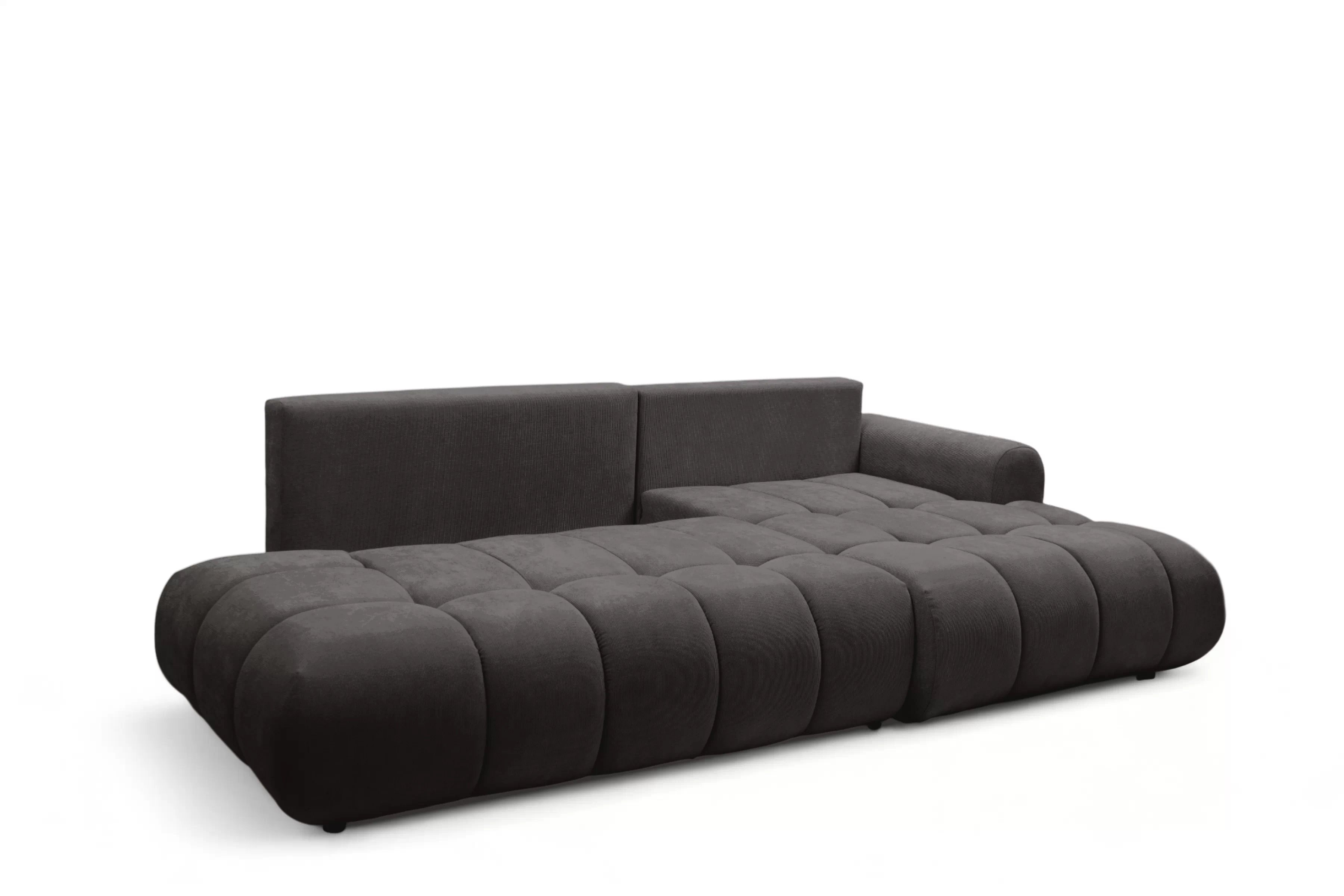 Rozkladacia rohová sedačka Lutario L II pravá - tmavosivá hydrofóbna pletenina Venice 2021 Rohová sedacia súprava Lutario L II s funkciou spánku pravá strana - ciemnoszara plecionka hydrofobowa Venice 2021