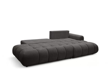 Rozkladacia rohová sedačka Lutario L II pravá - tmavosivá hydrofóbna pletenina Venice 2021 Rohová sedacia súprava Lutario L II s funkciou spánku pravá strana - ciemnoszara plecionka hydrofobowa Venice 2021