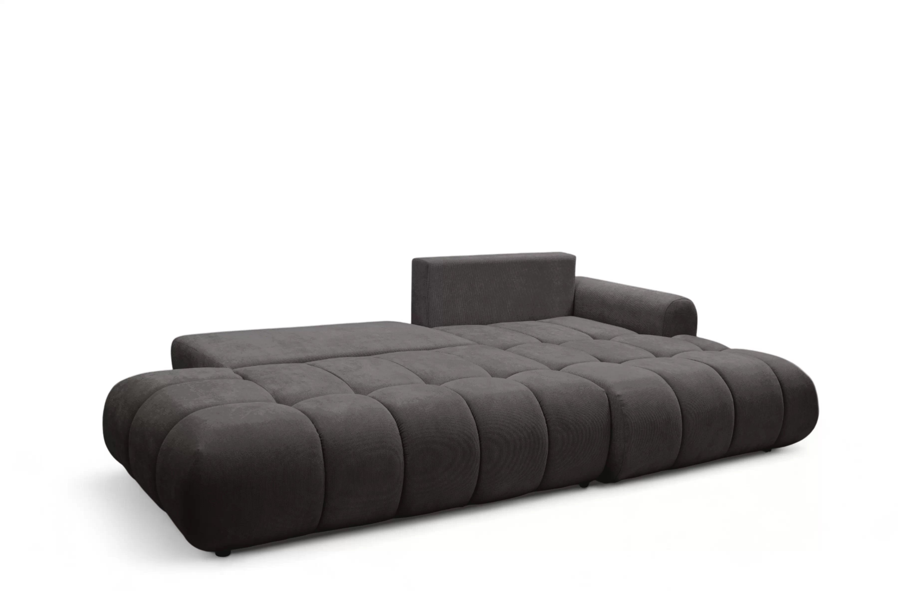 Rozkladacia rohová sedačka Lutario L II pravá - tmavosivá hydrofóbna pletenina Venice 2021 Rohová sedacia súprava Lutario L II s funkciou spánku pravá strana - ciemnoszara plecionka hydrofobowa Venice 2021