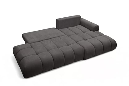 Rozkladacia rohová sedačka Lutario L II pravá - tmavosivá hydrofóbna pletenina Venice 2021 Rohová sedacia súprava Lutario L II s funkciou spánku pravá strana - ciemnoszara plecionka hydrofobowa Venice 2021