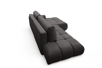 Rozkladacia rohová sedačka Lutario L II pravá - tmavosivá hydrofóbna pletenina Venice 2021 Rohová sedacia súprava Lutario L II s funkciou spánku pravá strana - ciemnoszara plecionka hydrofobowa Venice 2021