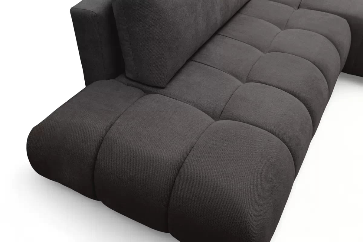 Rozkladacia rohová sedačka Lutario L II pravá - tmavosivá hydrofóbna pletenina Venice 2021 Rohová sedacia súprava Lutario L II s funkciou spánku pravá strana - ciemnoszara plecionka hydrofobowa Venice 2021