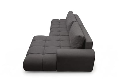 Rozkladacia rohová sedačka Lutario L II pravá - tmavosivá hydrofóbna pletenina Venice 2021 Rohová sedacia súprava Lutario L II s funkciou spánku pravá strana - ciemnoszara plecionka hydrofobowa Venice 2021