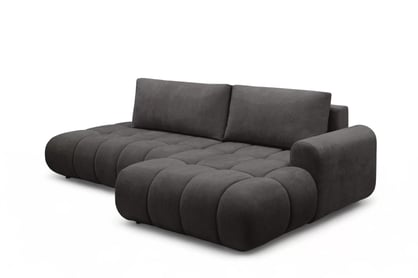 Rozkladacia rohová sedačka Lutario L II pravá - tmavosivá hydrofóbna pletenina Venice 2021 Rohová sedacia súprava Lutario L II s funkciou spánku pravá strana - ciemnoszara plecionka hydrofobowa Venice 2021