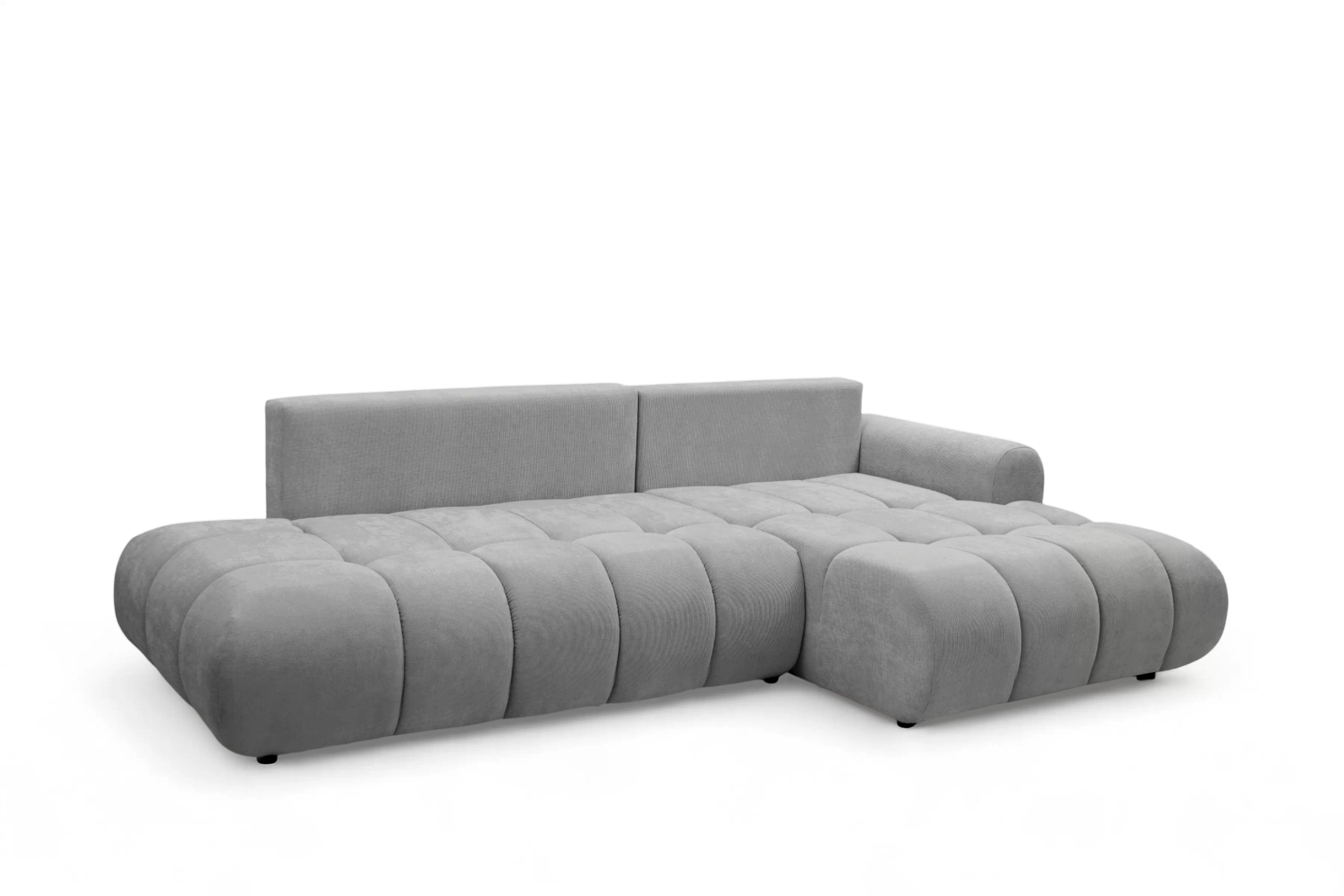 Rozkladacia rohová sedačka Lutario L II pravá - sivá hydrofóbna pletenina Venice 2023 Rohová sedacia súprava Lutario L II s funkciou spánku pravá strana - šedá plecionka hydrofobowa Venice 2023