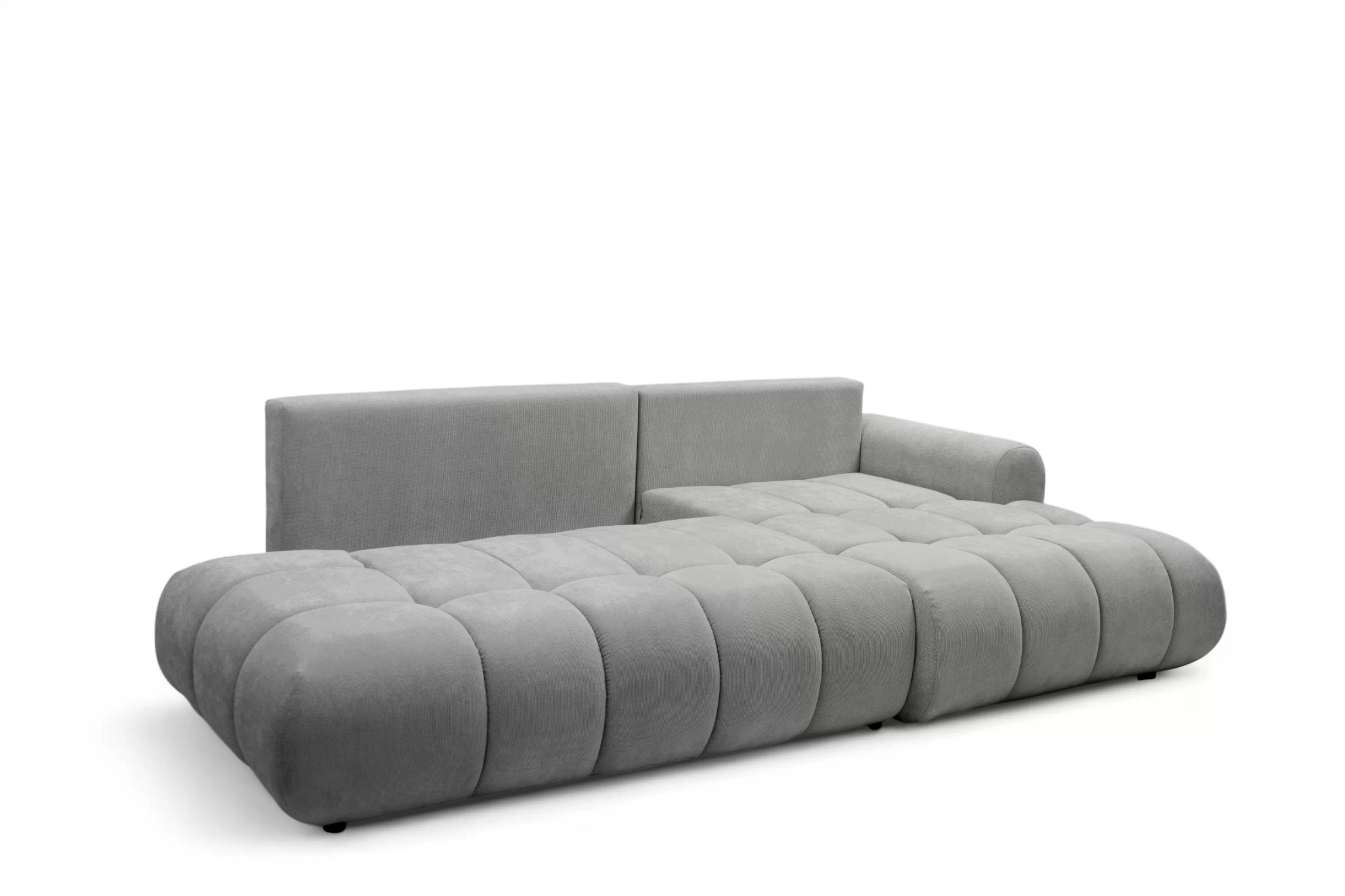 Rozkladacia rohová sedačka Lutario L II pravá - sivá hydrofóbna pletenina Venice 2023 Rohová sedacia súprava Lutario L II s funkciou spánku pravá strana - šedá plecionka hydrofobowa Venice 2023