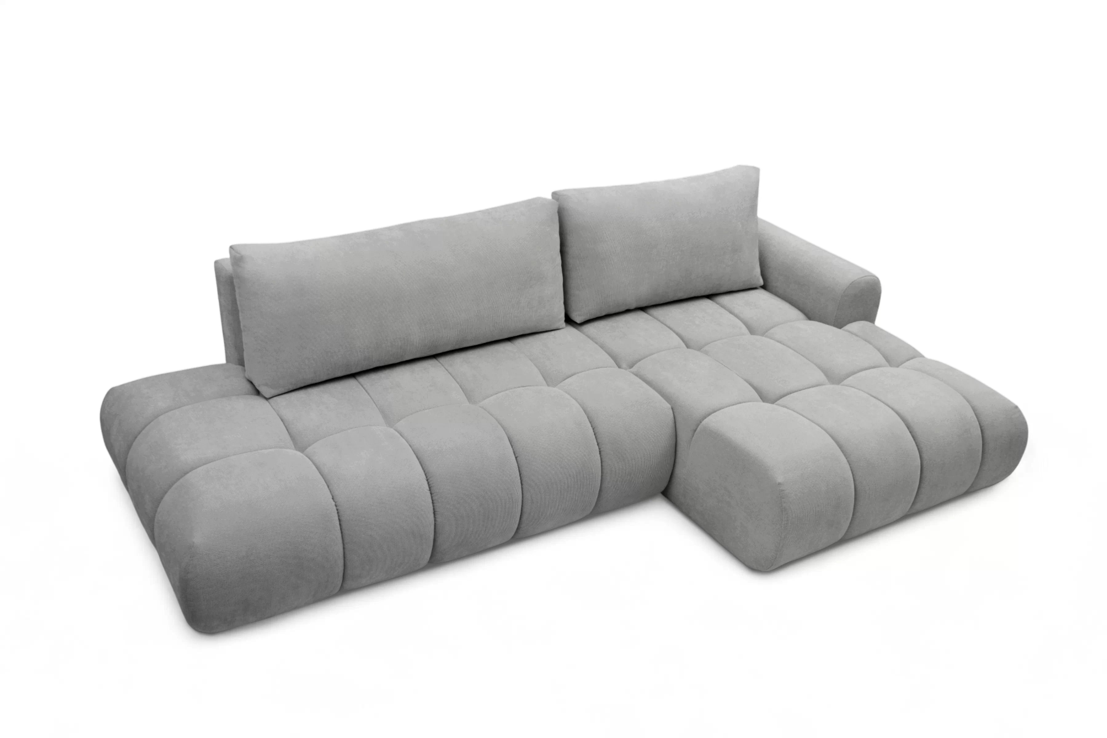 Rozkladacia rohová sedačka Lutario L II pravá - sivá hydrofóbna pletenina Venice 2023 Rohová sedacia súprava Lutario L II s funkciou spánku pravá strana - šedá plecionka hydrofobowa Venice 2023