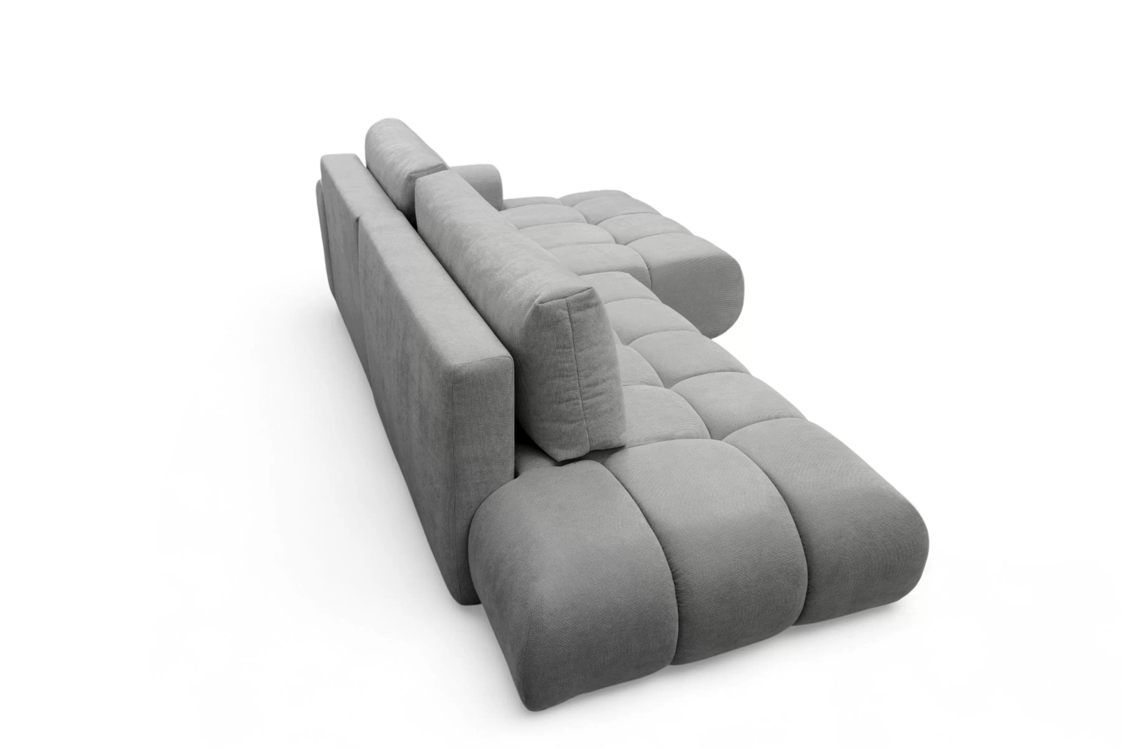 Rozkladacia rohová sedačka Lutario L II pravá - sivá hydrofóbna pletenina Venice 2023 Rohová sedacia súprava Lutario L II s funkciou spánku pravá strana - šedá plecionka hydrofobowa Venice 2023