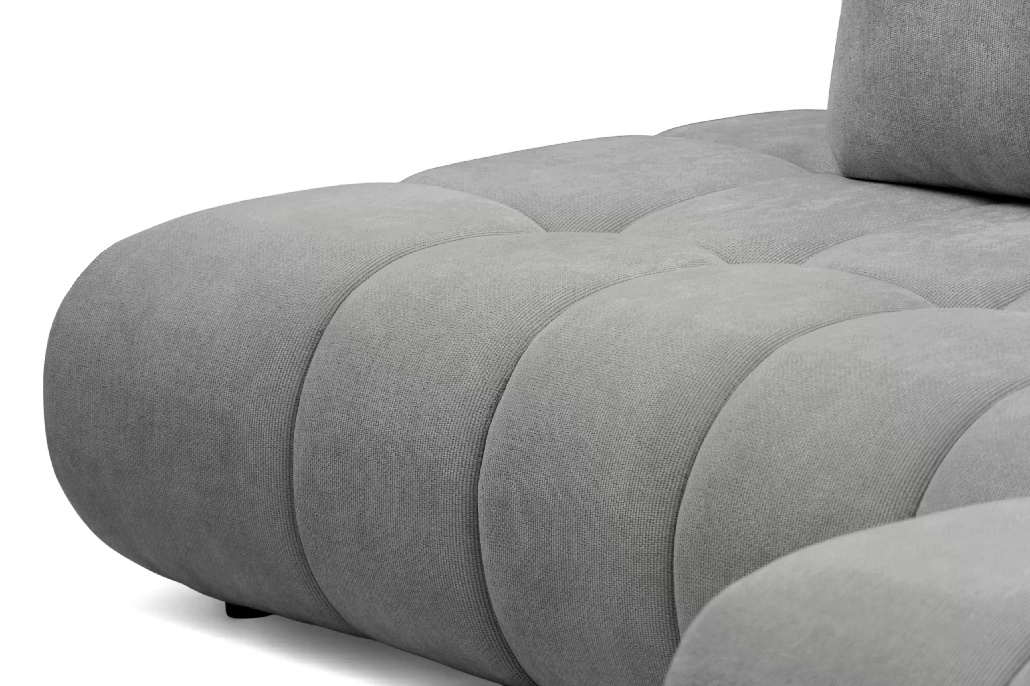 Rozkladacia rohová sedačka Lutario L II pravá - sivá hydrofóbna pletenina Venice 2023 Rohová sedacia súprava Lutario L II s funkciou spánku pravá strana - šedá plecionka hydrofobowa Venice 2023