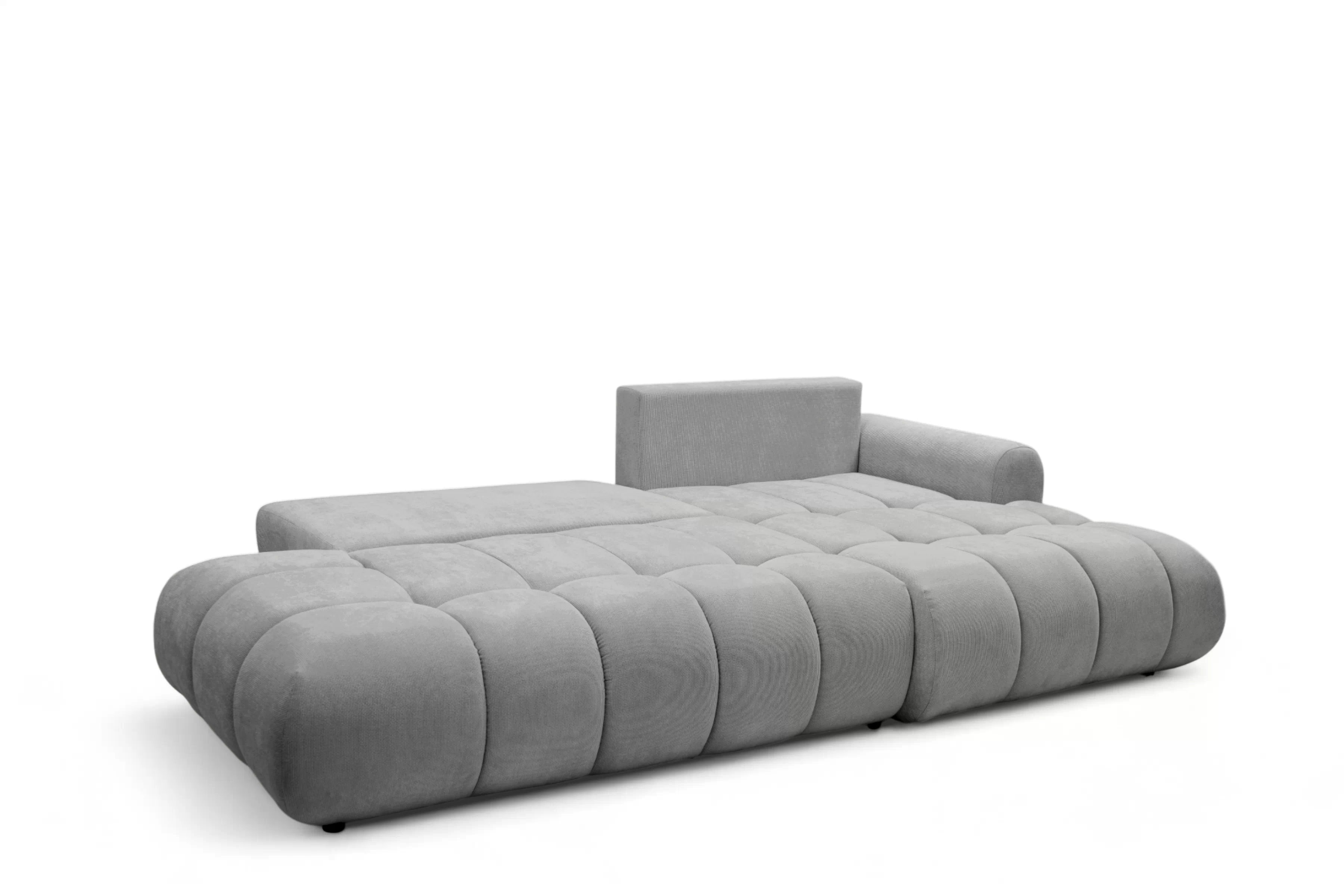 Rozkladacia rohová sedačka Lutario L II pravá - sivá hydrofóbna pletenina Venice 2023 Rohová sedacia súprava Lutario L II s funkciou spánku pravá strana - šedá plecionka hydrofobowa Venice 2023