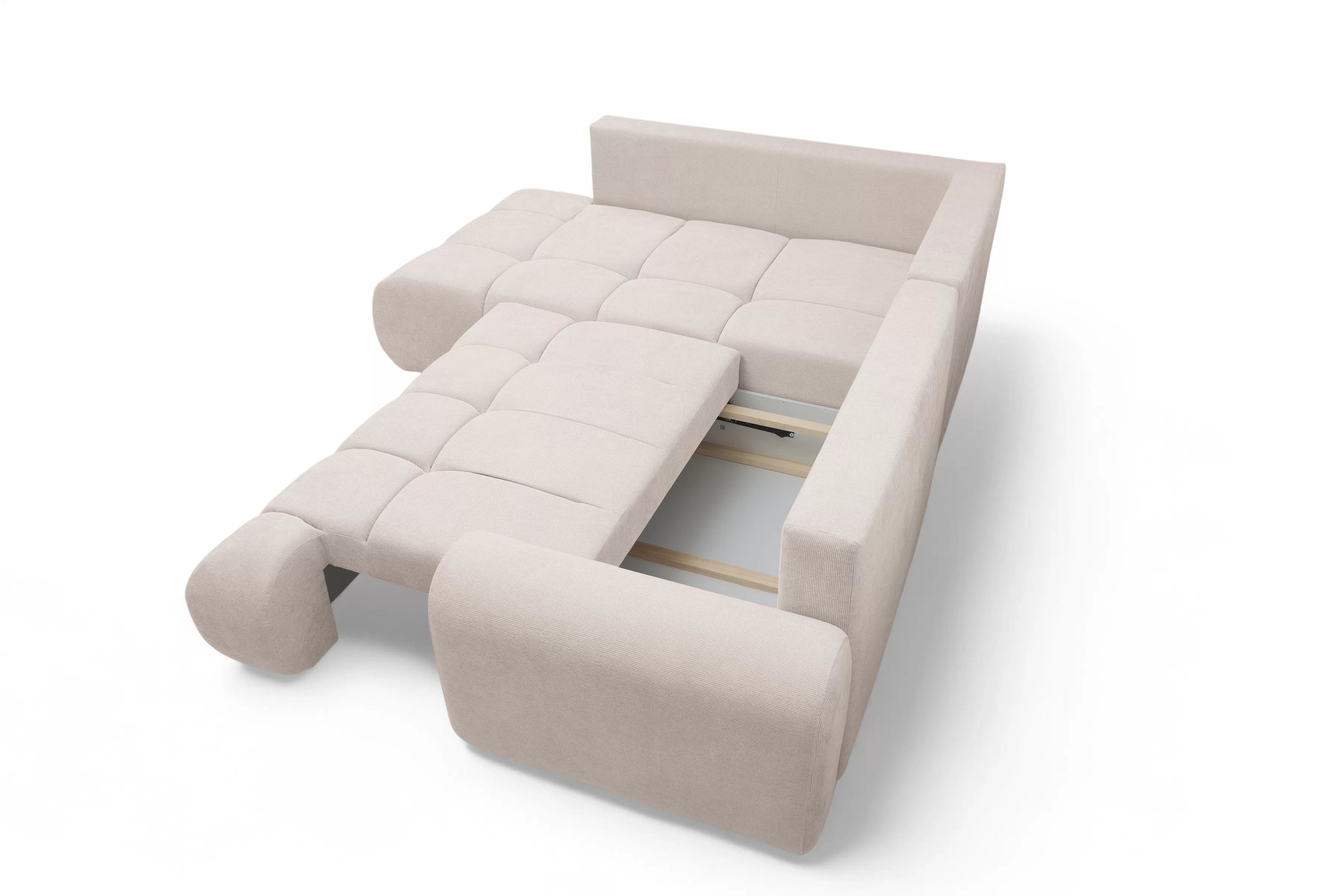 Rozkladacia rohová sedačka Lutario L ľavá - béžová hydrofóbna pletenina Venice 2026 Rohová sedacia súprava Lutario L s funkciou spánku Ľavá strana - Béžová plecionka hydrofobowa Venice 2026