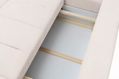 Rohová sedacia súprava Lutario L ľavá s funkciou spania - béžová hydrofóbna pletená látka Venice 2026 Rohová sedacia súprava Lutario L s funkciou spánku Ľavá strana - Béžová plecionka hydrofobowa Venice 2026