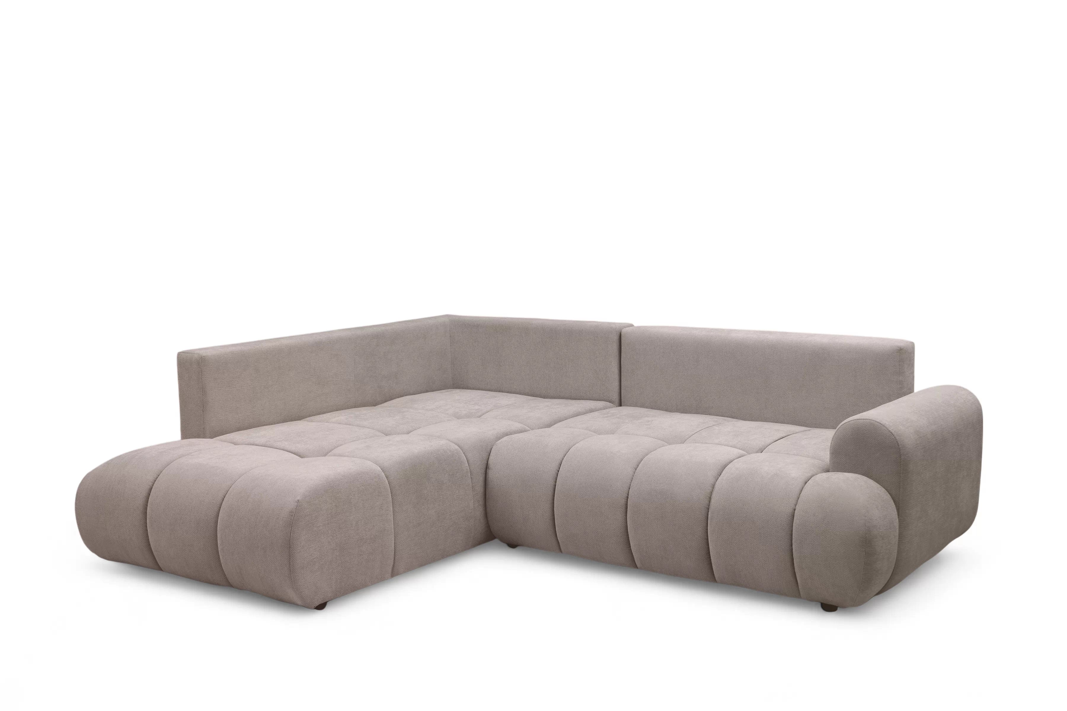 Rozkladacia rohová sedačka Lutario L ľavá - tmavobéžová hydrofóbna pletenina Venice 2031 Rohová sedacia súprava Lutario L s funkciou spánku Ľavá strana - ciemnobezowa plecionka hydrofobowa Venice 2031