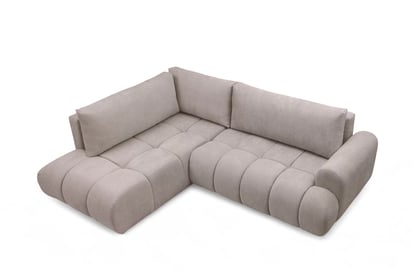 Rohová rozkládací pohovka Lutario L levá s funkcí spánku - tmavě béžová hydrofobní tkanina Venice 2031 Rohová sedací souprava Lutario L rozkládací levá - ciemnobezowa plecionka hydrofobowa Venice 2031