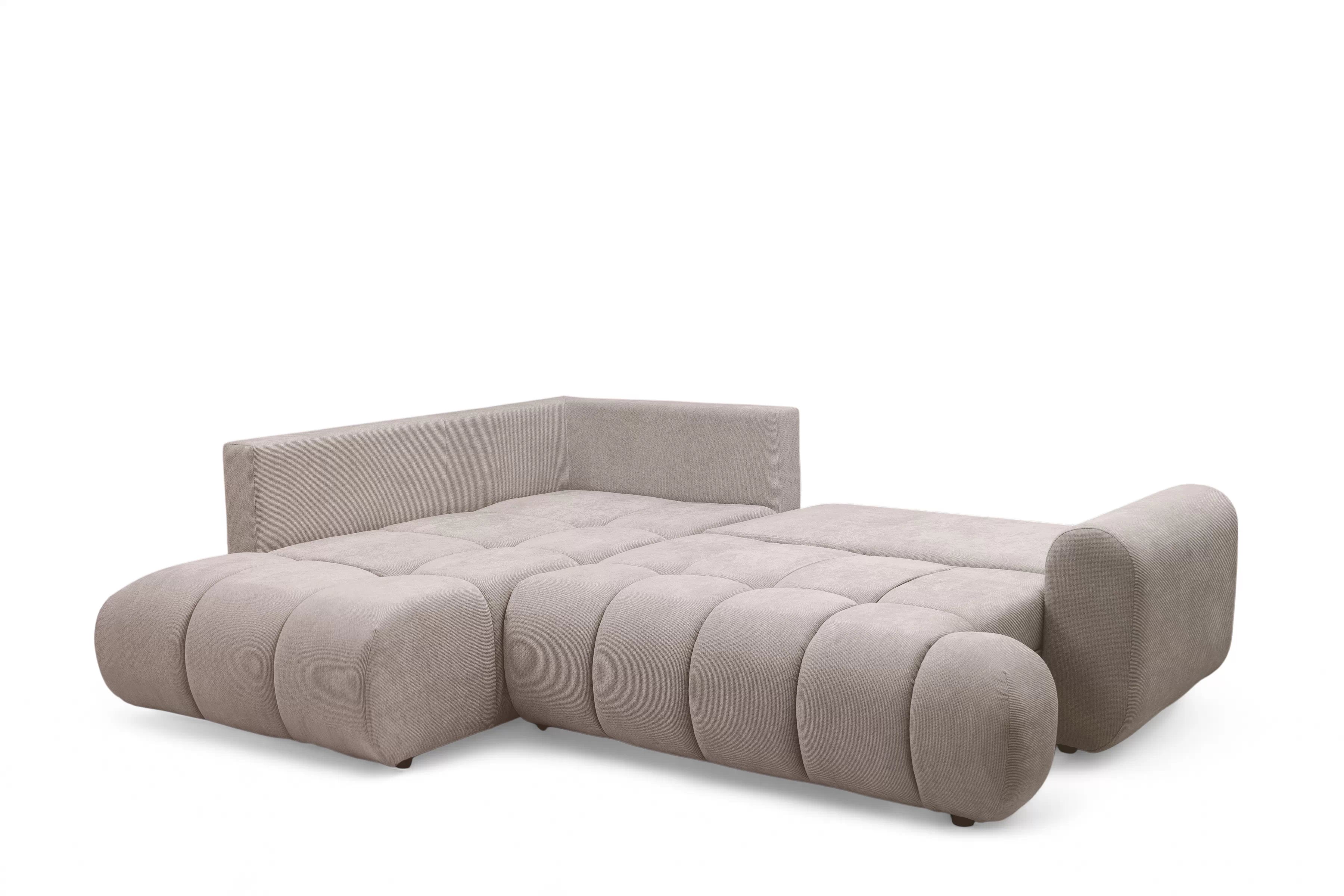 Rozkladacia rohová sedačka Lutario L ľavá - tmavobéžová hydrofóbna pletenina Venice 2031 Rohová sedacia súprava Lutario L s funkciou spánku Ľavá strana - ciemnobezowa plecionka hydrofobowa Venice 2031