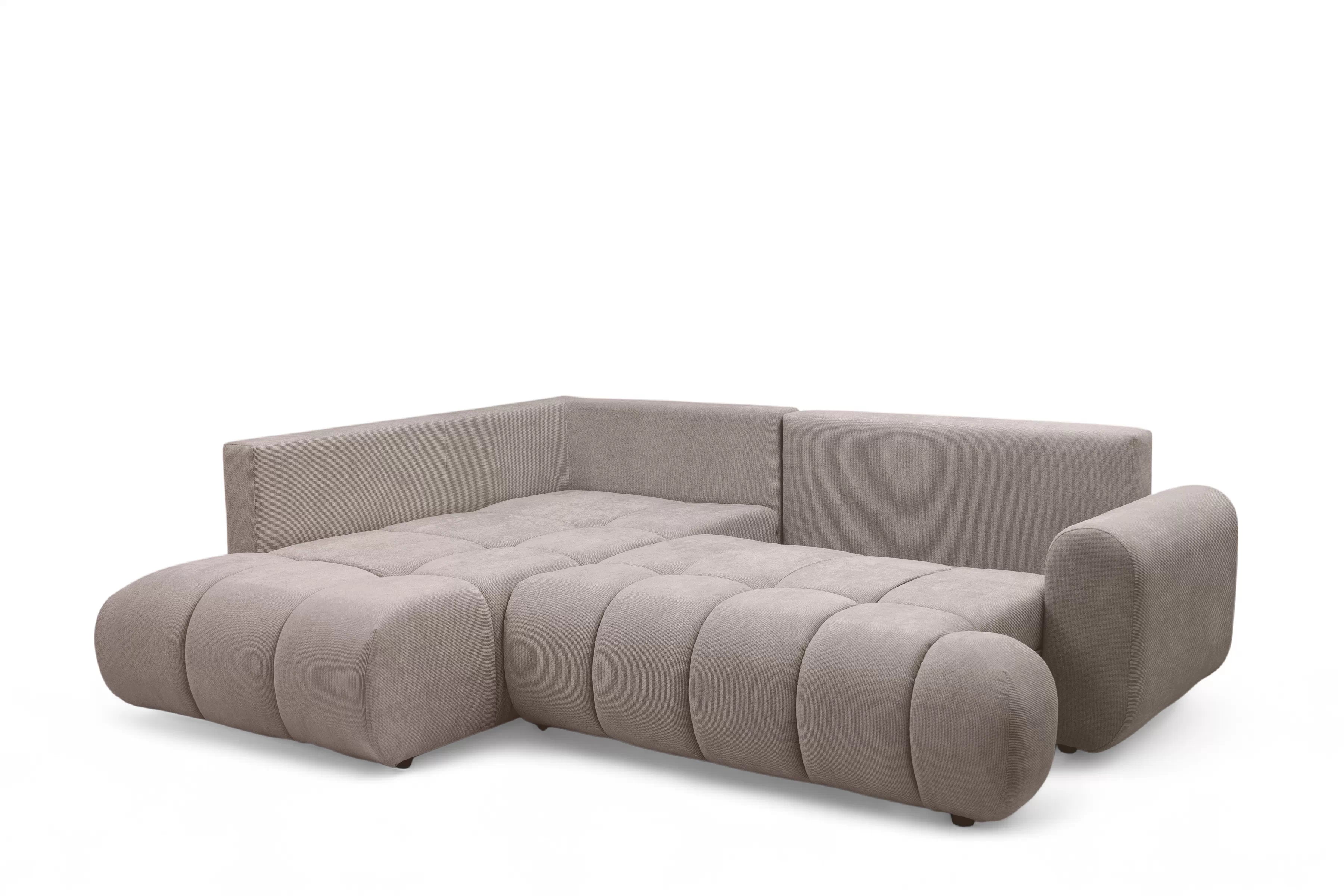 Rozkladacia rohová sedačka Lutario L ľavá - tmavobéžová hydrofóbna pletenina Venice 2031 Rohová sedacia súprava Lutario L s funkciou spánku Ľavá strana - ciemnobezowa plecionka hydrofobowa Venice 2031