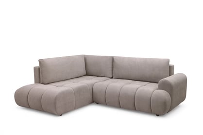 Rohová sedacia súprava Lutario L ľavá s funkciou spania - tmavobéžová hydrofóbna pletená látka Venice 2031