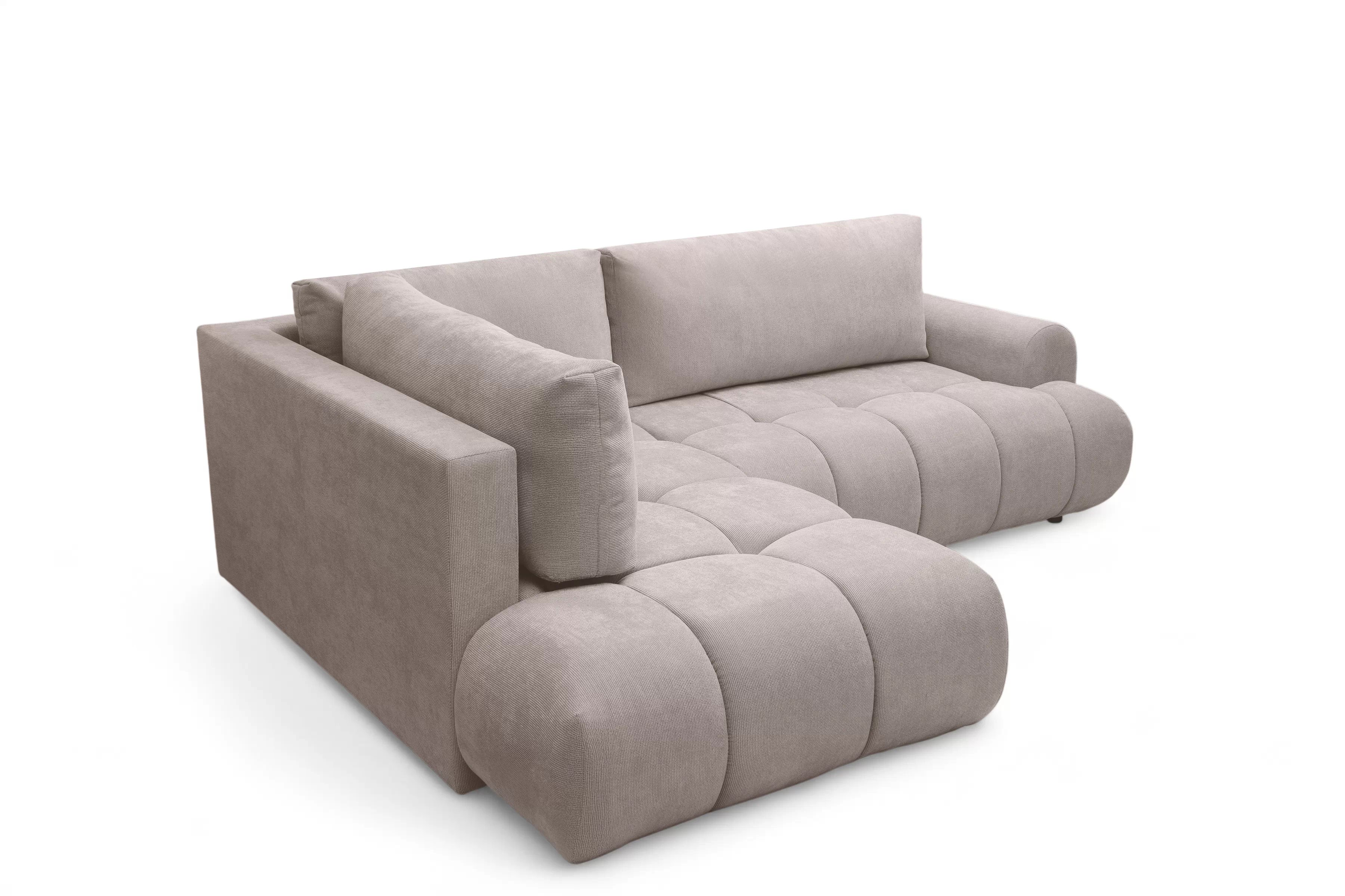 Rozkladacia rohová sedačka Lutario L ľavá - tmavobéžová hydrofóbna pletenina Venice 2031 Rohová sedacia súprava Lutario L s funkciou spánku Ľavá strana - ciemnobezowa plecionka hydrofobowa Venice 2031