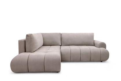 Rohová rozkládací pohovka Lutario L levá s funkcí spánku - tmavě béžová hydrofobní tkanina Venice 2031 Rohová sedací souprava Lutario L rozkládací levá - ciemnobezowa plecionka hydrofobowa Venice 2031