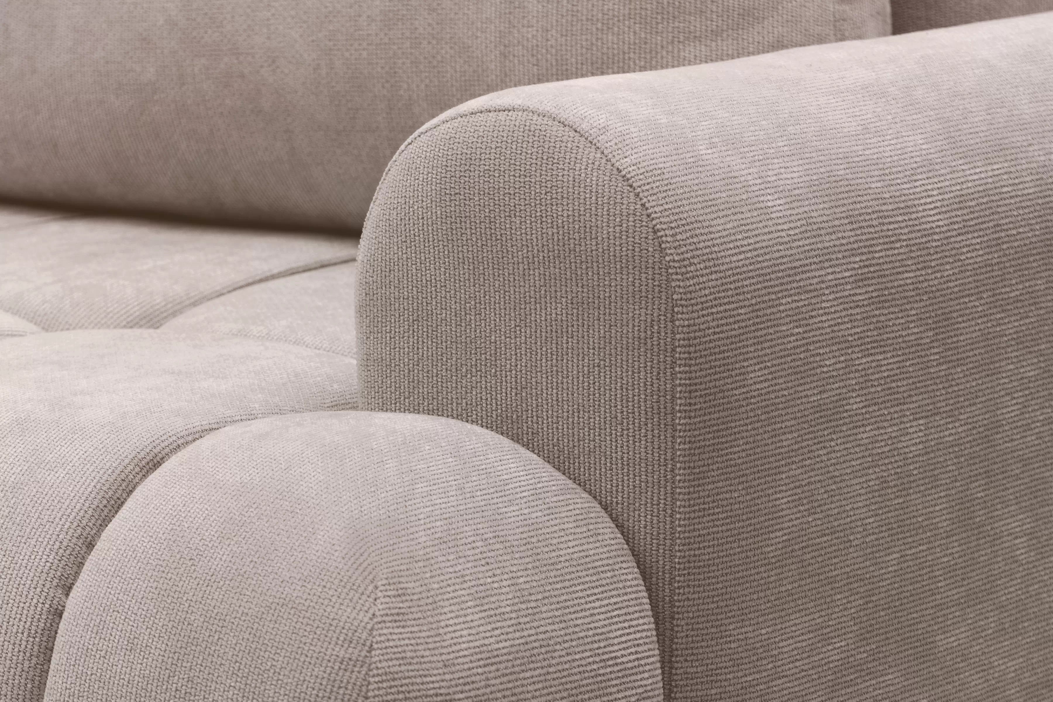 Rozkladacia rohová sedačka Lutario L ľavá - tmavobéžová hydrofóbna pletenina Venice 2031 Rohová sedacia súprava Lutario L s funkciou spánku Ľavá strana - ciemnobezowa plecionka hydrofobowa Venice 2031