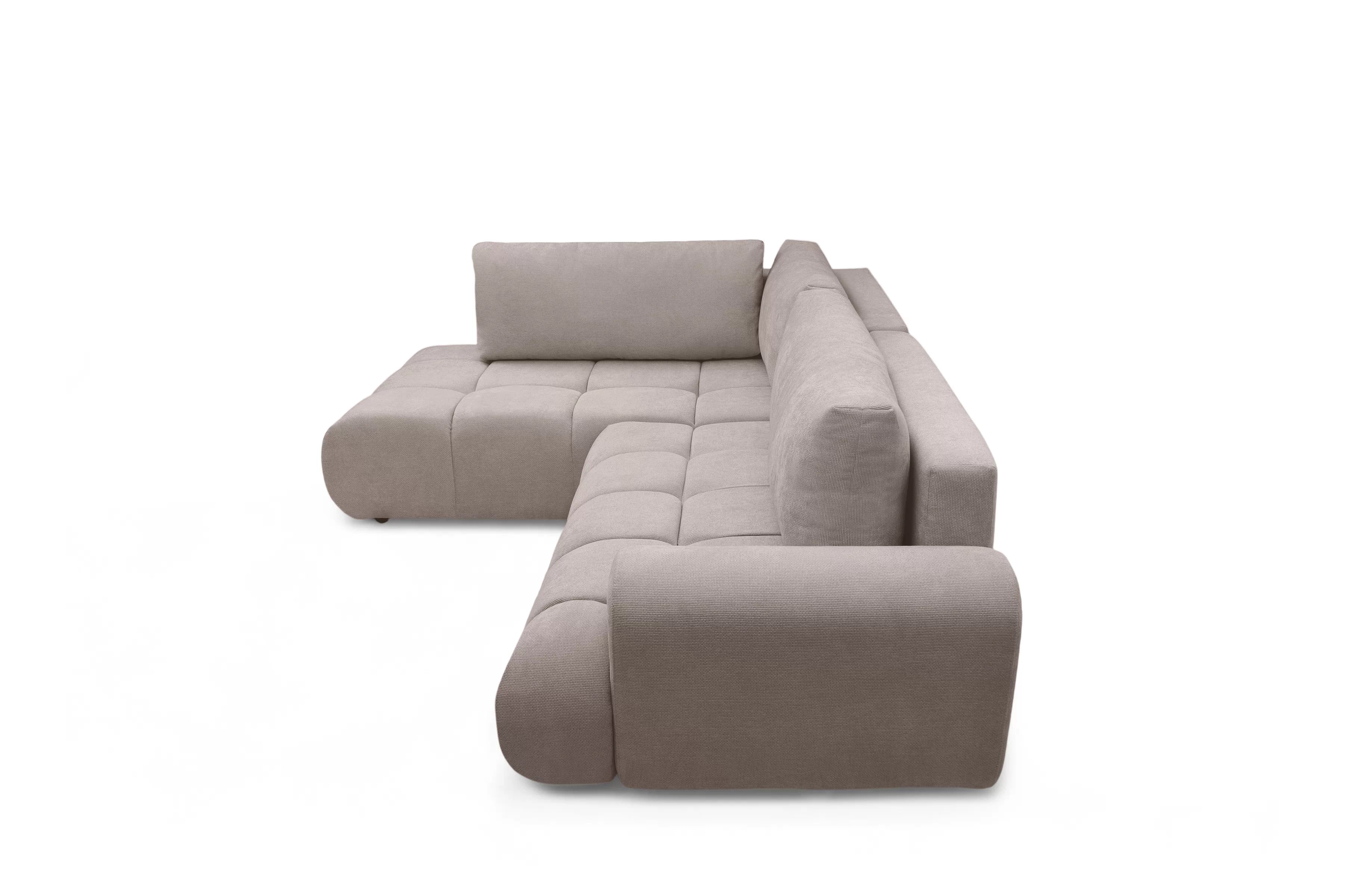 Rozkladacia rohová sedačka Lutario L ľavá - tmavobéžová hydrofóbna pletenina Venice 2031 Rohová sedacia súprava Lutario L s funkciou spánku Ľavá strana - ciemnobezowa plecionka hydrofobowa Venice 2031