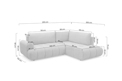 Rohová rozkládací pohovka Lutario L levá s funkcí spánku - tmavě béžová hydrofobní tkanina Venice 2031 Rohová sedací souprava Lutario L rozkládací levá - ciemnobezowa plecionka hydrofobowa Venice 2031