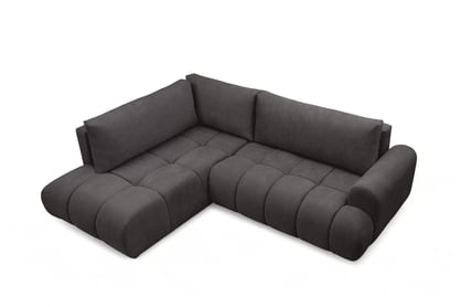 Rohová sedacia súprava Lutario L ľavá s funkciou spania - tmavosivá hydrofóbna pletená látka Venice 2021 Rohová sedacia súprava Lutario L s funkciou spánku Ľavá strana - ciemnoszara plecionka hydrofobowa Venice 2021