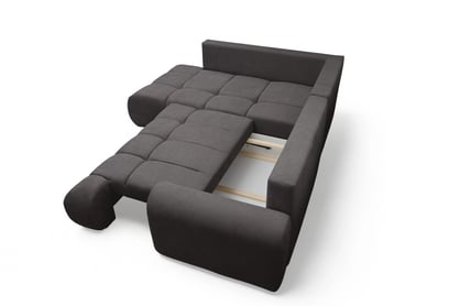 Rohová sedacia súprava Lutario L ľavá s funkciou spania - tmavosivá hydrofóbna pletená látka Venice 2021 Rohová sedacia súprava Lutario L s funkciou spánku Ľavá strana - ciemnoszara plecionka hydrofobowa Venice 2021