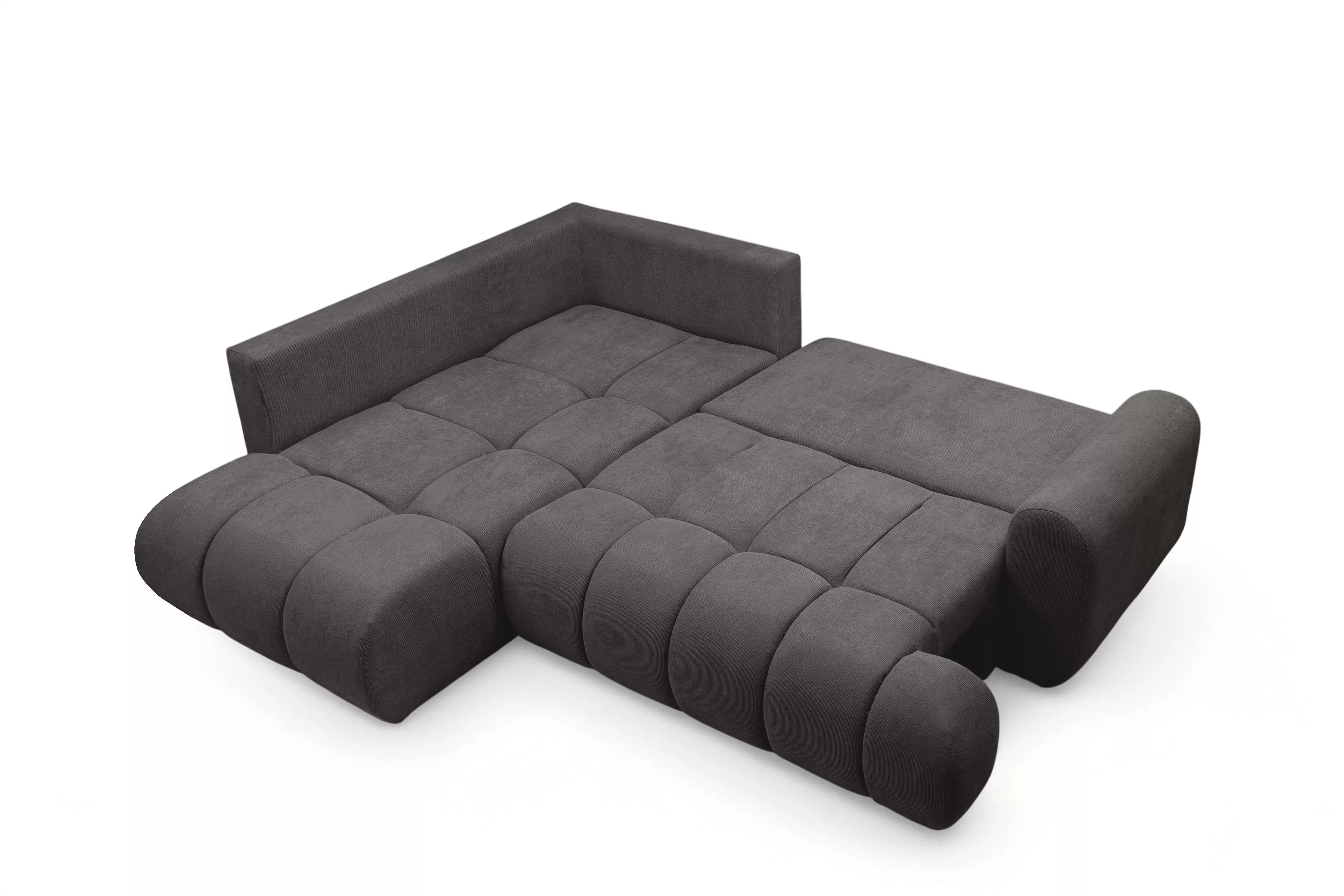 Rozkladacia rohová sedačka Lutario L ľavá - tmavosivá hydrofóbna pletenina Venice 2021 Rohová sedacia súprava Lutario L s funkciou spánku Ľavá strana - ciemnoszara plecionka hydrofobowa Venice 2021