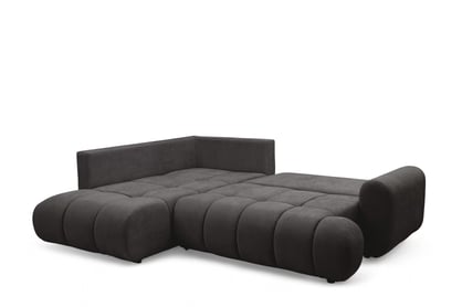Rohová sedacia súprava Lutario L ľavá s funkciou spania - tmavosivá hydrofóbna pletená látka Venice 2021 Rohová sedacia súprava Lutario L s funkciou spánku Ľavá strana - ciemnoszara plecionka hydrofobowa Venice 2021