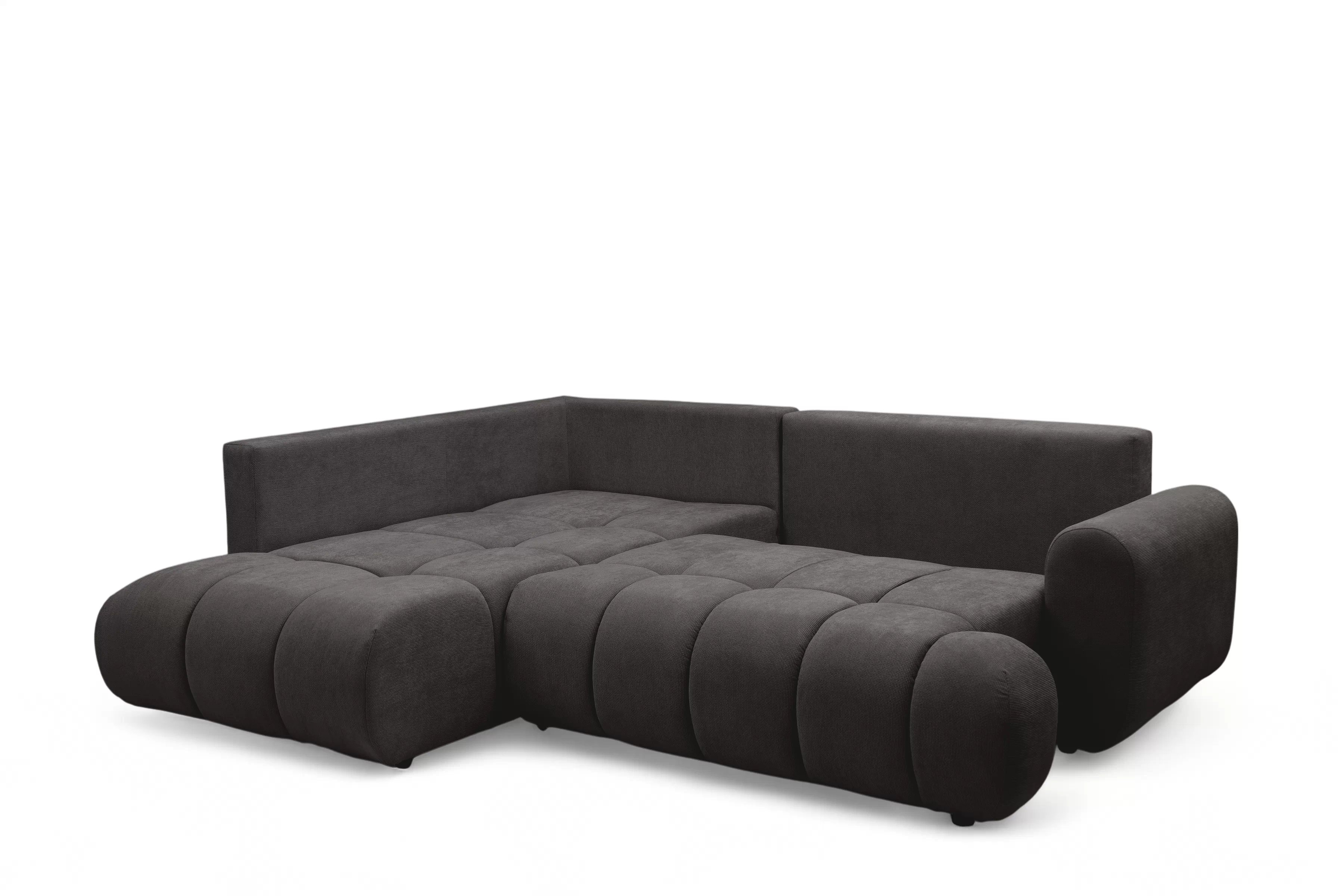 Rozkladacia rohová sedačka Lutario L ľavá - tmavosivá hydrofóbna pletenina Venice 2021 Rohová sedacia súprava Lutario L s funkciou spánku Ľavá strana - ciemnoszara plecionka hydrofobowa Venice 2021