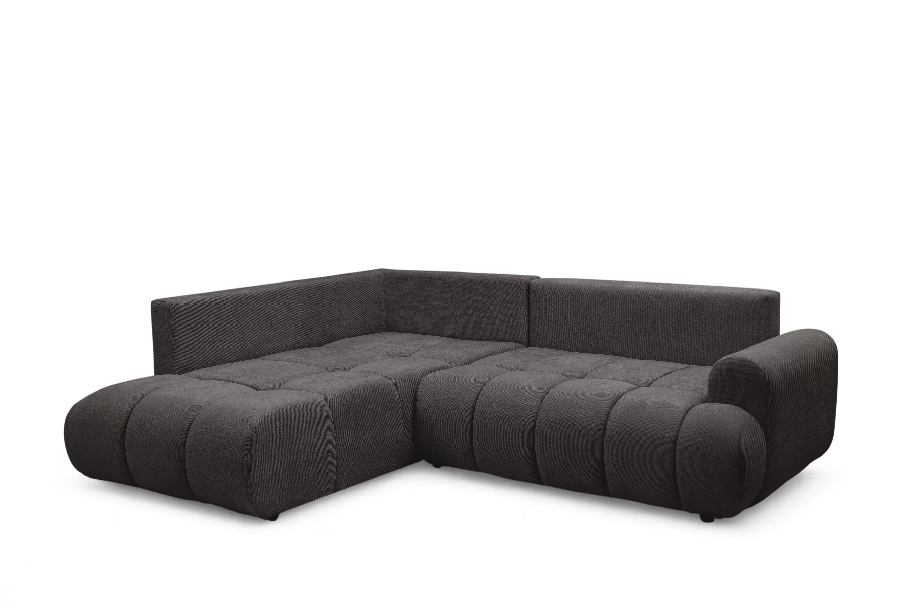 Rozkladacia rohová sedačka Lutario L ľavá - tmavosivá hydrofóbna pletenina Venice 2021 Rohová sedacia súprava Lutario L s funkciou spánku Ľavá strana - ciemnoszara plecionka hydrofobowa Venice 2021