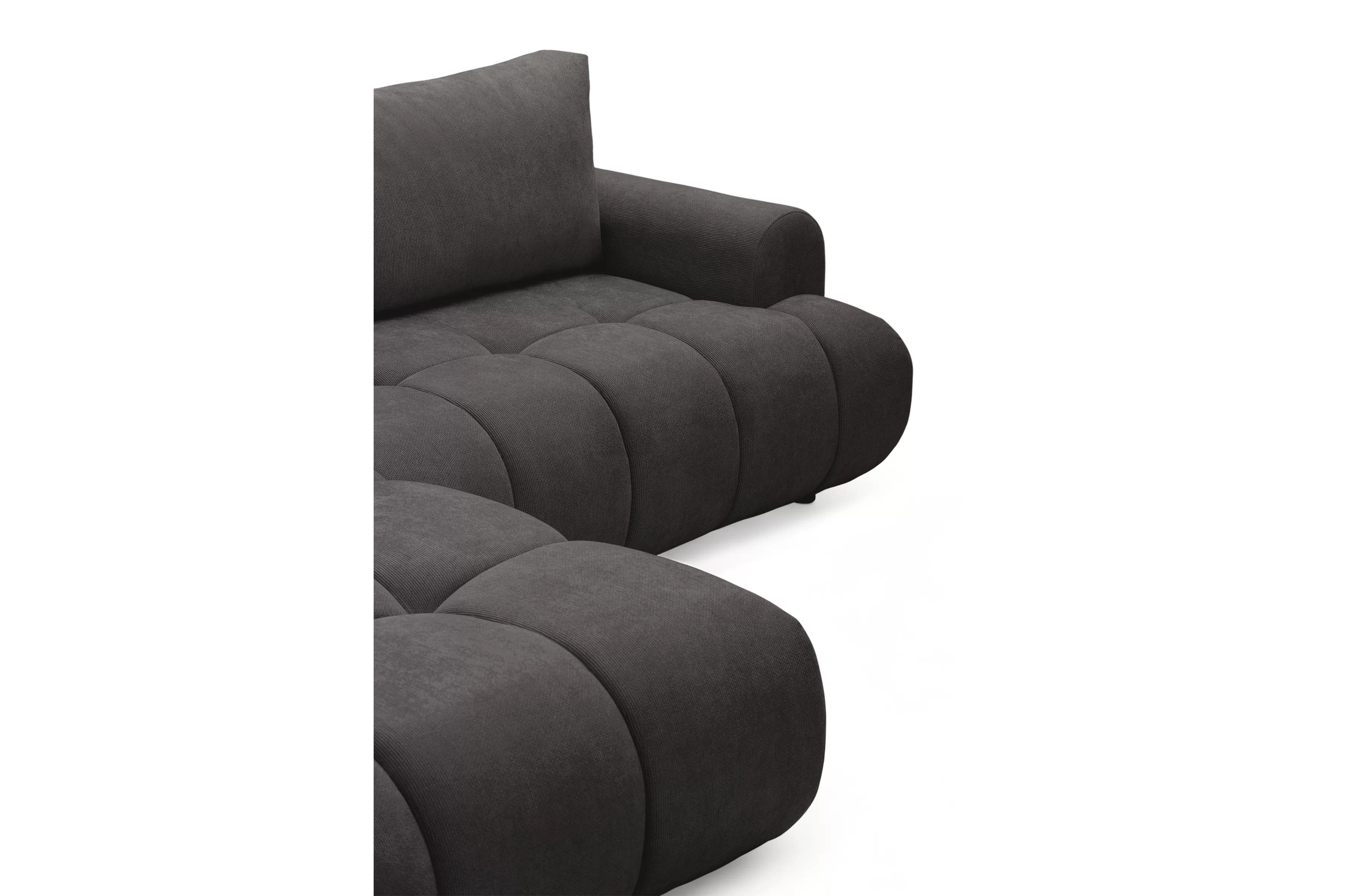 Rozkladacia rohová sedačka Lutario L ľavá - tmavosivá hydrofóbna pletenina Venice 2021 Rohová sedacia súprava Lutario L s funkciou spánku Ľavá strana - ciemnoszara plecionka hydrofobowa Venice 2021