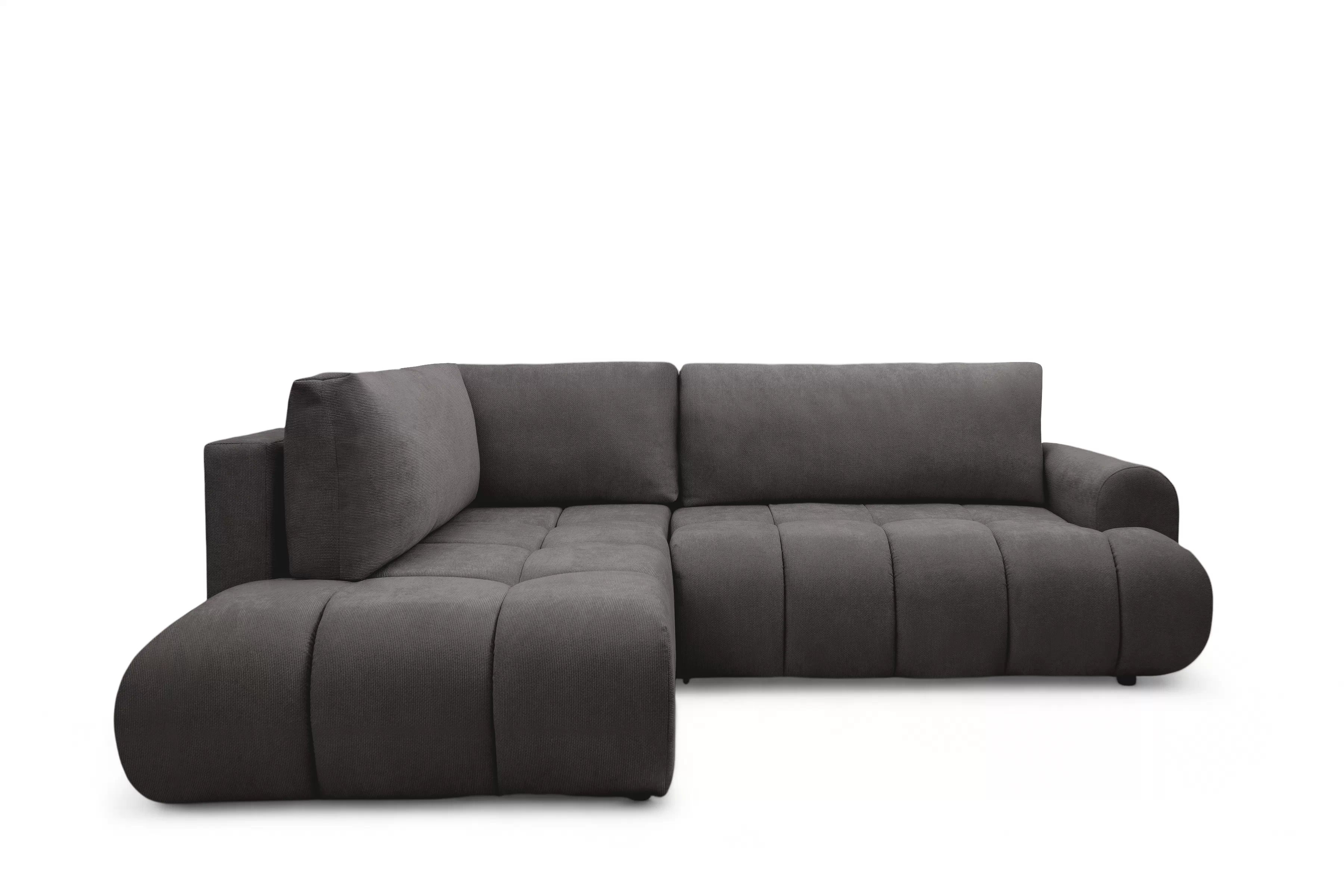 Rozkladacia rohová sedačka Lutario L ľavá - tmavosivá hydrofóbna pletenina Venice 2021 Rohová sedacia súprava Lutario L s funkciou spánku Ľavá strana - ciemnoszara plecionka hydrofobowa Venice 2021