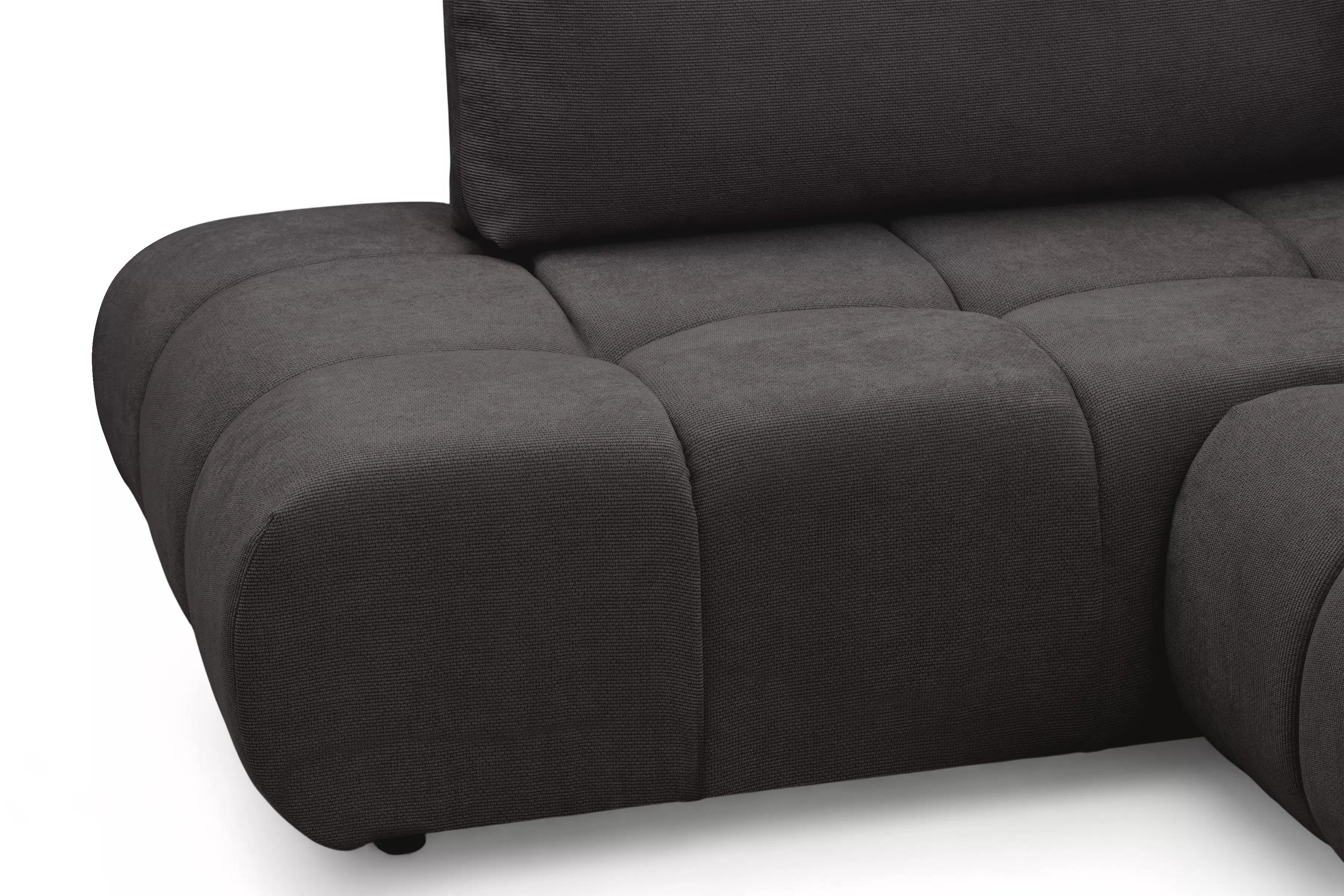 Rozkladacia rohová sedačka Lutario L ľavá - tmavosivá hydrofóbna pletenina Venice 2021 Rohová sedacia súprava Lutario L s funkciou spánku Ľavá strana - ciemnoszara plecionka hydrofobowa Venice 2021