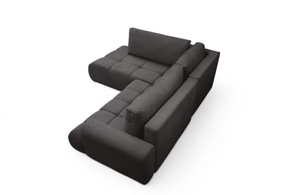 Rohová sedacia súprava Lutario L ľavá s funkciou spania - tmavosivá hydrofóbna pletená látka Venice 2021 Rohová sedacia súprava Lutario L s funkciou spánku Ľavá strana - ciemnoszara plecionka hydrofobowa Venice 2021