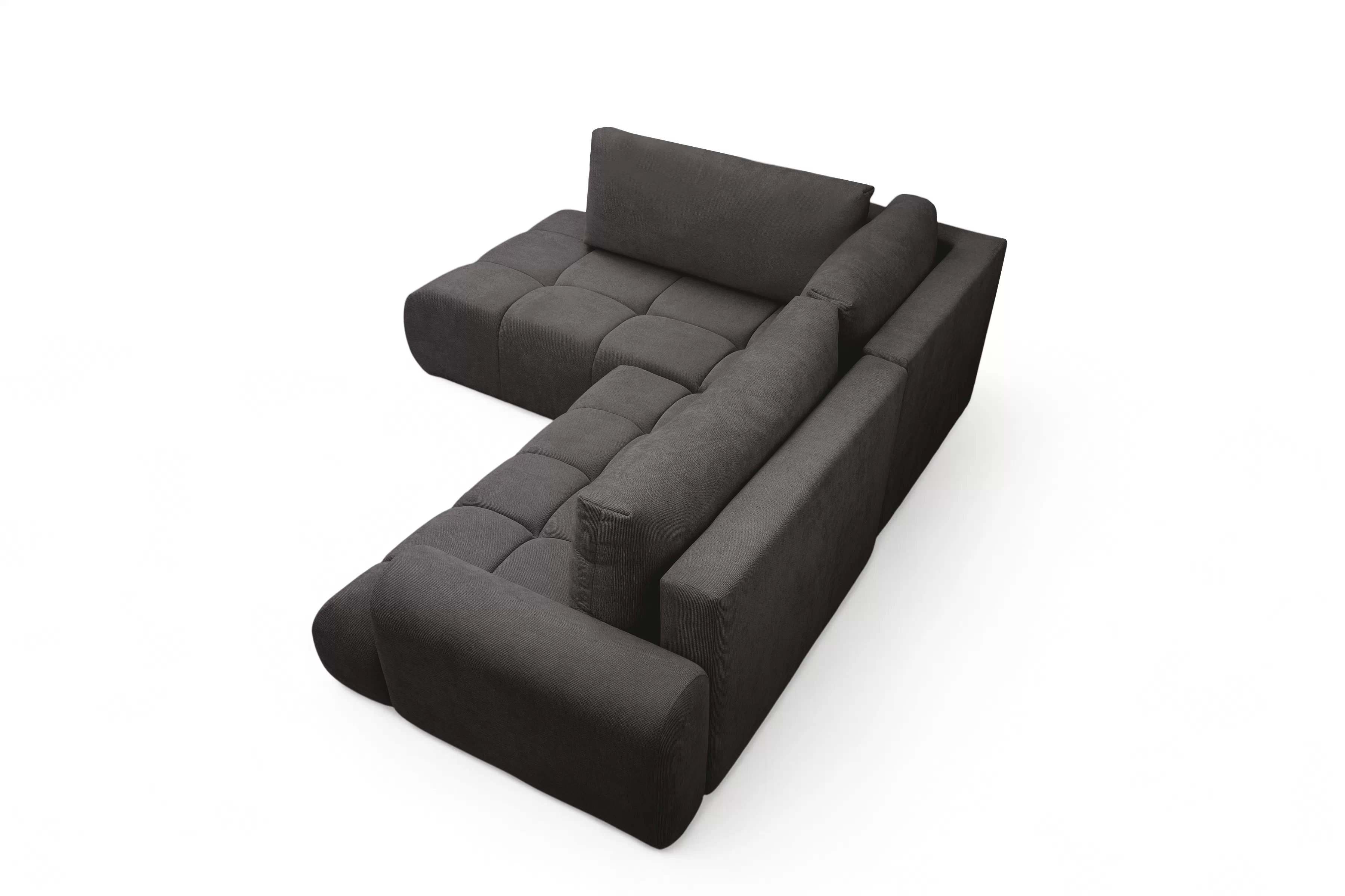 Rozkladacia rohová sedačka Lutario L ľavá - tmavosivá hydrofóbna pletenina Venice 2021 Rohová sedacia súprava Lutario L s funkciou spánku Ľavá strana - ciemnoszara plecionka hydrofobowa Venice 2021