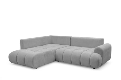 Rohová rozkládací pohovka Lutario L levá s funkcí spánku - šedá hydrofobní tkanina Venice 2023 Rohová sedací souprava Lutario L rozkládací levá - šedá plecionka hydrofobowa Venice 2023