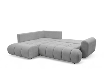 Rohová rozkládací pohovka Lutario L levá s funkcí spánku - šedá hydrofobní tkanina Venice 2023 Rohová sedací souprava Lutario L rozkládací levá - šedá plecionka hydrofobowa Venice 2023